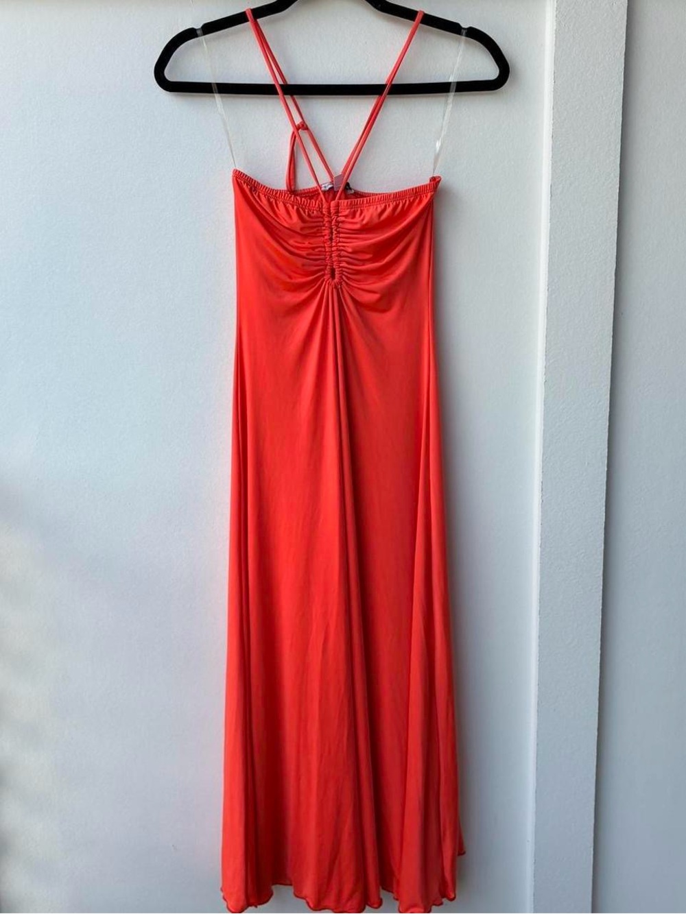 Orange maxi dress with cami halter straps